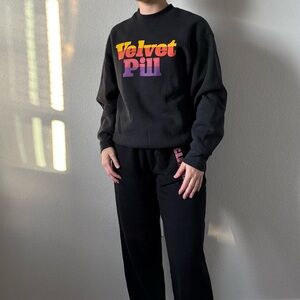 Black Velvet Pill Crewneck